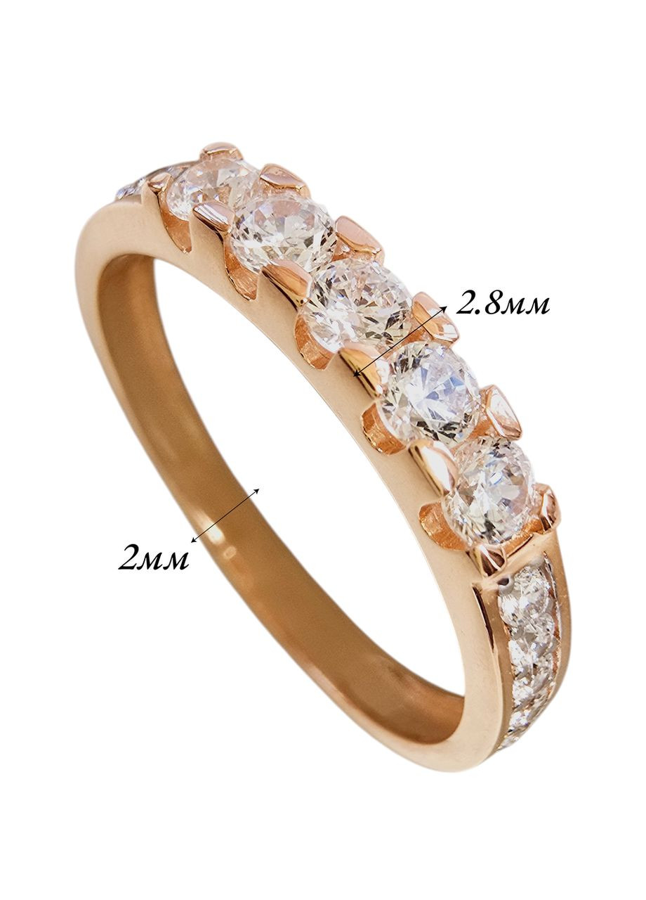 Золотое кольцо с фианитами, красное золото 585 пробы (17.5р) 1401108-1к Столична Ювелірна Фабрика (355795709)