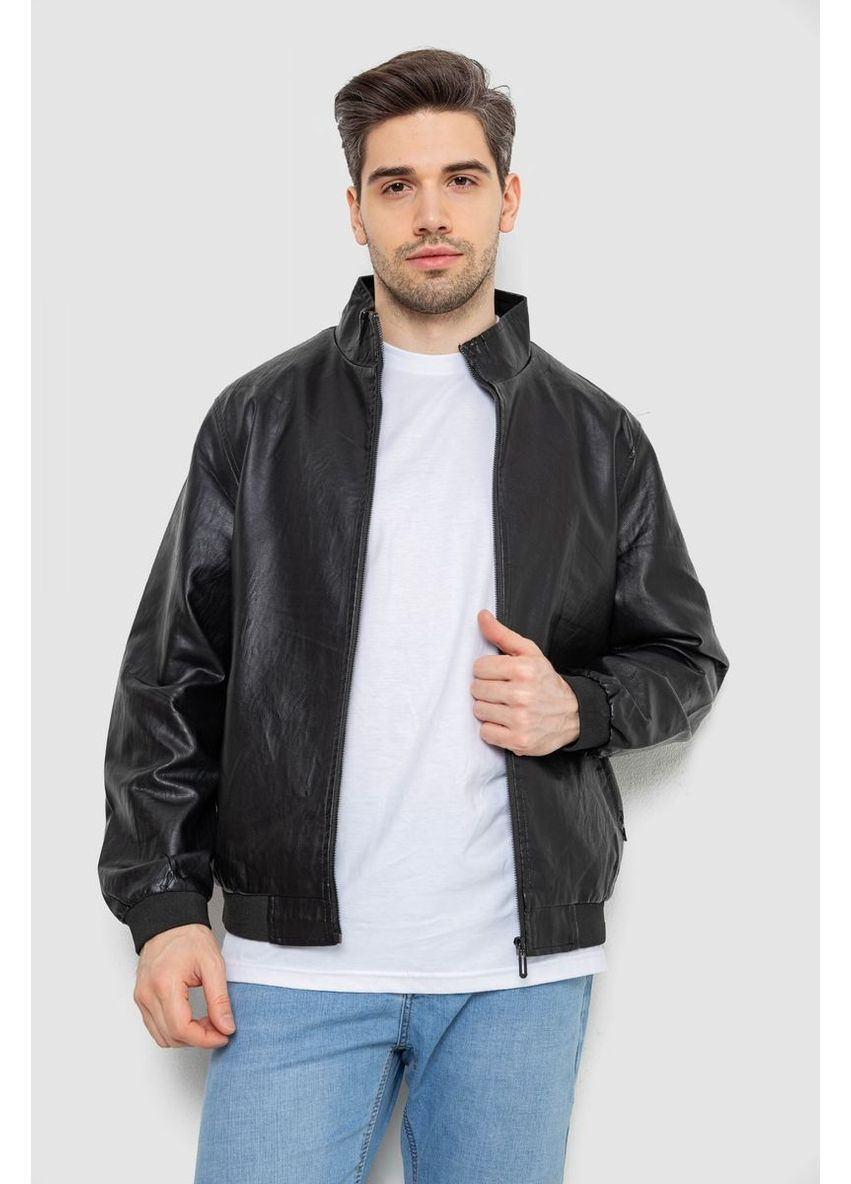 Чорна демісезонна куртка чоловіча шкіряна, колір чорний, 244r717 PAIHADUN