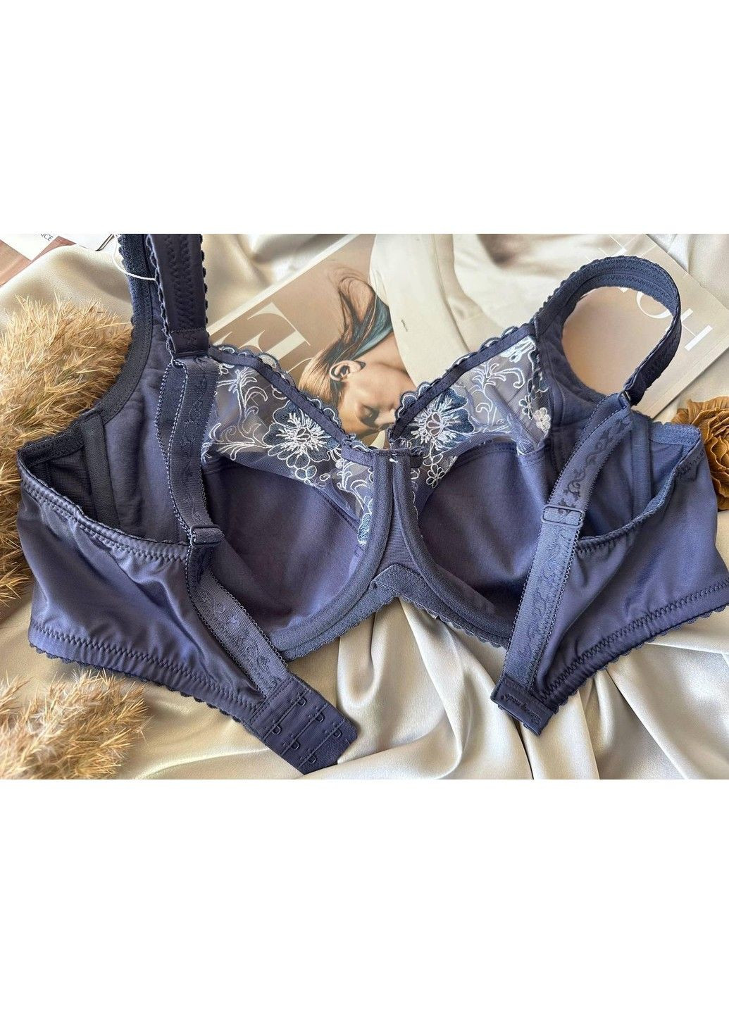 Синій синій бюстгальтер великого розміру на кісточках без поролону Lanny Mode