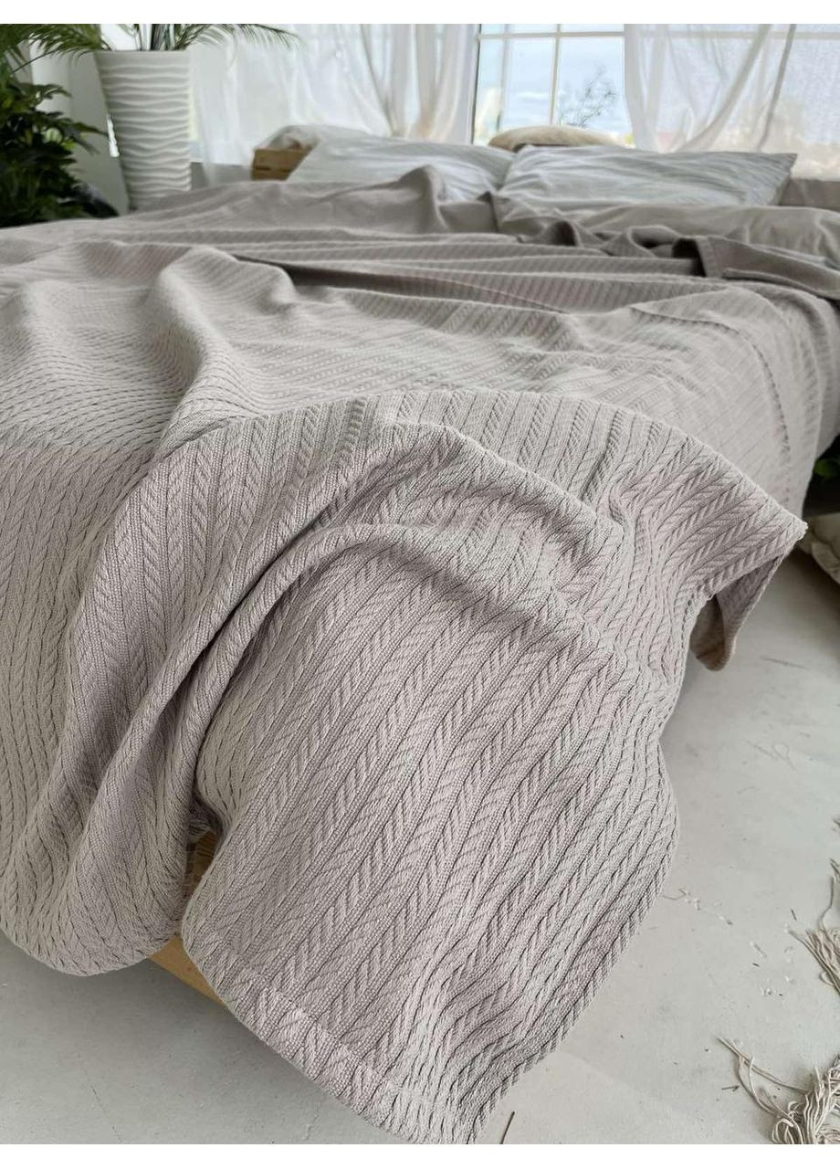 Покрывало Косичка хлопковое цвет серобежевый 230х280 см ZEINTEX (315347185)