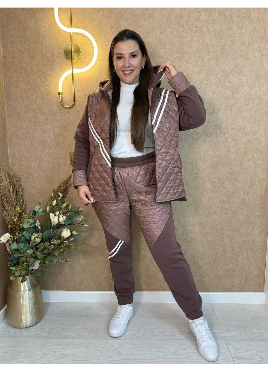 Стьоганий костюм-двійка з лампасами — ЗАМІРИ В ОПИСІ DK/DL Мода без кордонів (368458133)