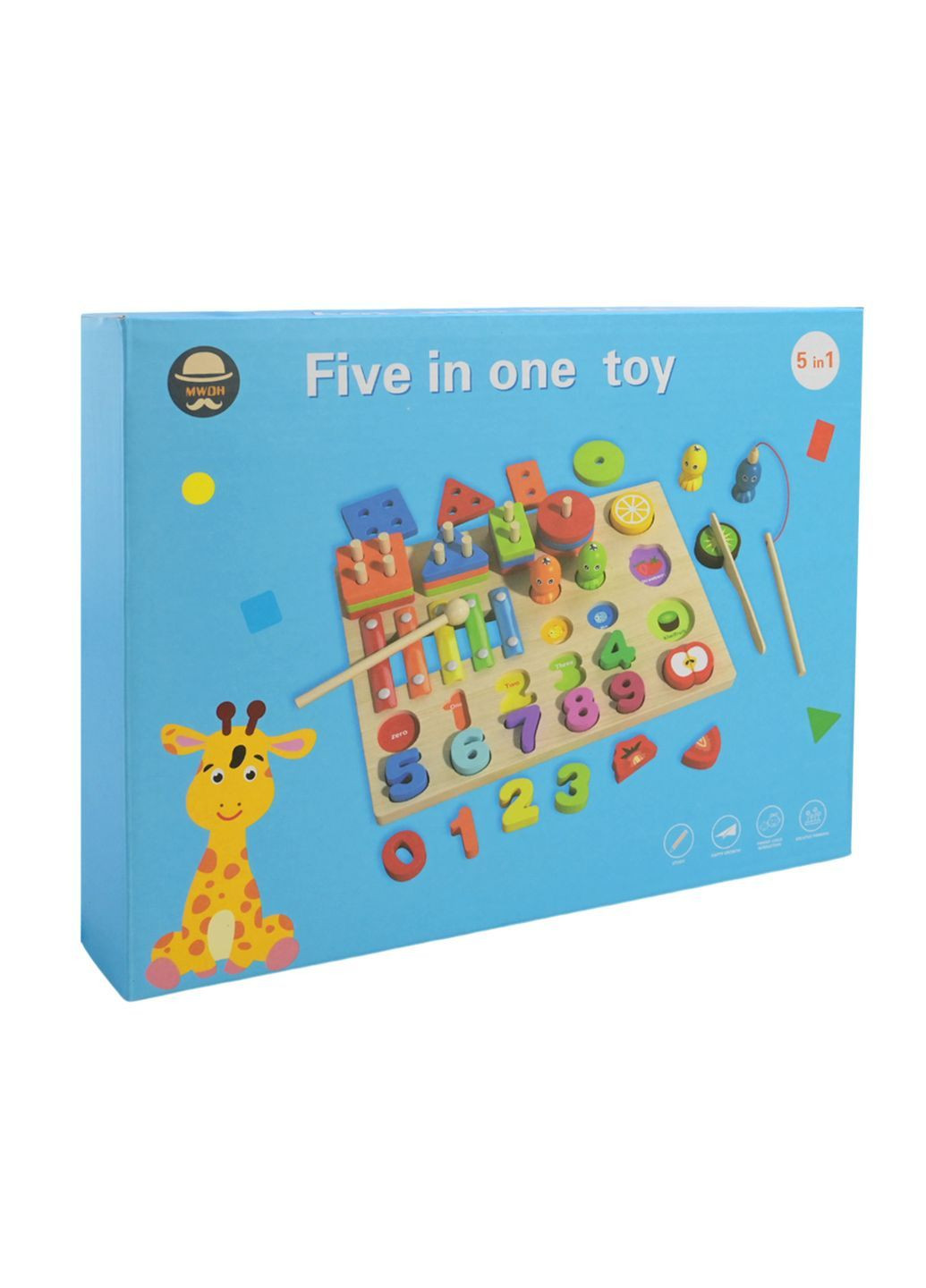 Деревянный набор игрушек для развития 5 в 1, размер 22,5×22,5×5 см - No Brand C9428 (371924061)