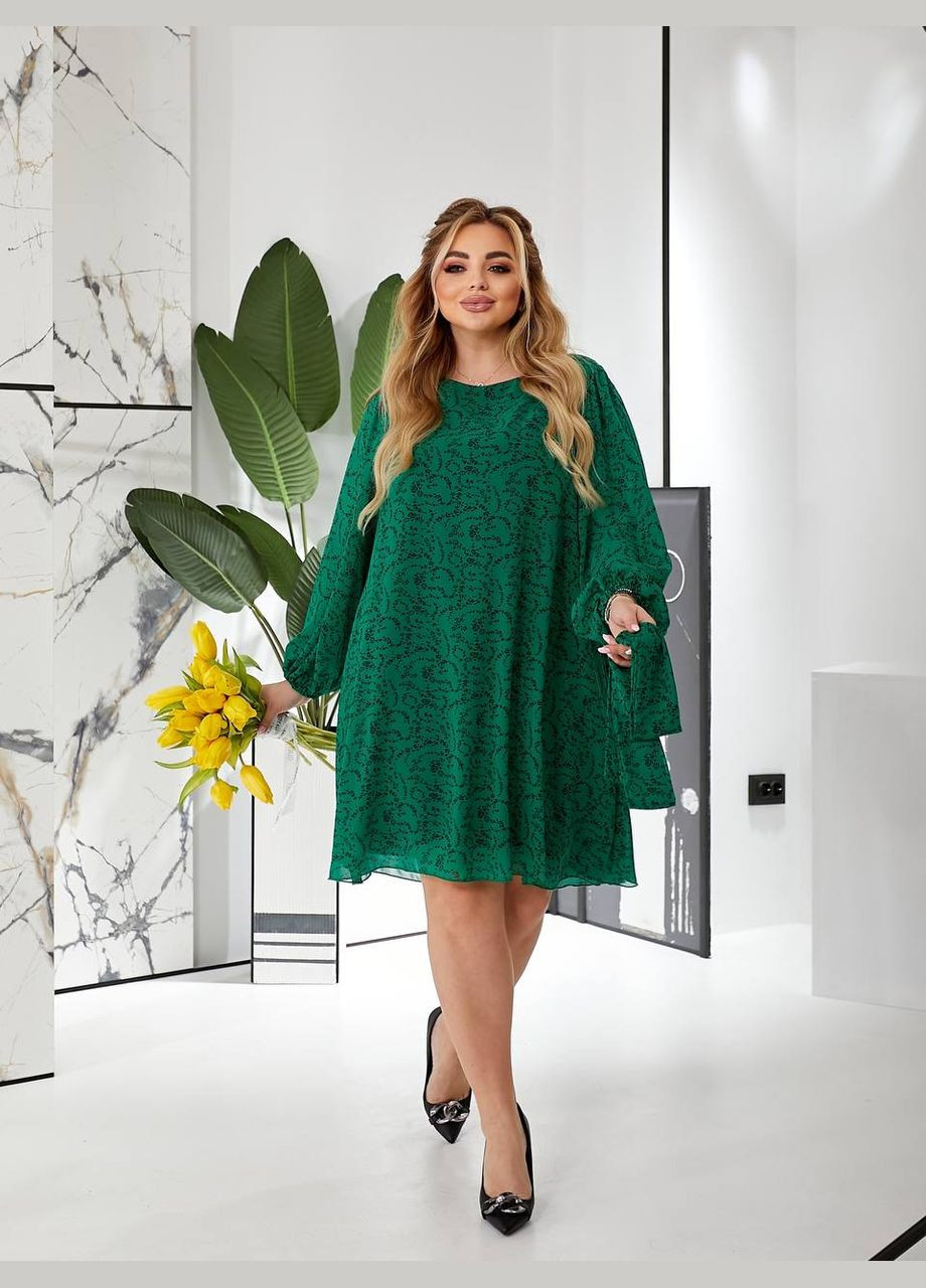 Зеленое женское платье из шифона цвет зеленый р.50/52 454510 New Trend