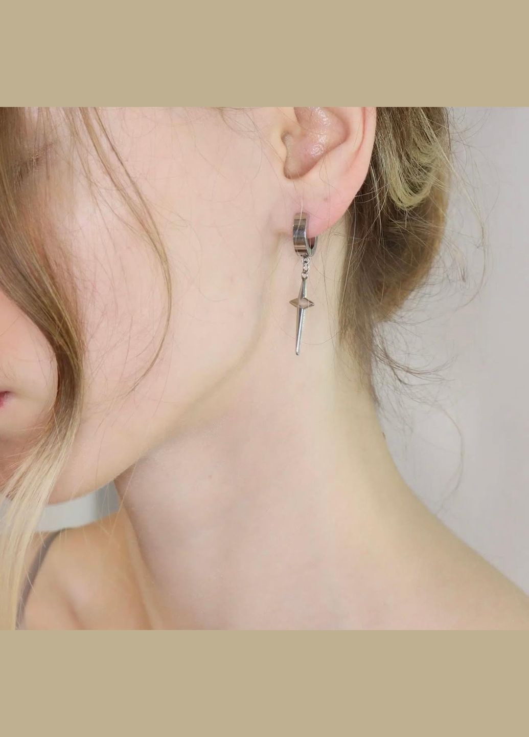 Серебристая серьга с подвеской объемной длинной звезды унисекс хип-хоп casual трендовая современная однотонная корейский стиль No Brand (337715901)