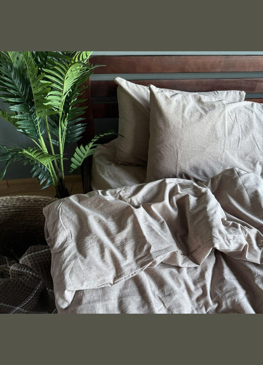 Постільна білизна Washed Cotton Півтораспальна 150 x 220 Варена бавовна Бежева 50 х 70 No Brand (307355931)