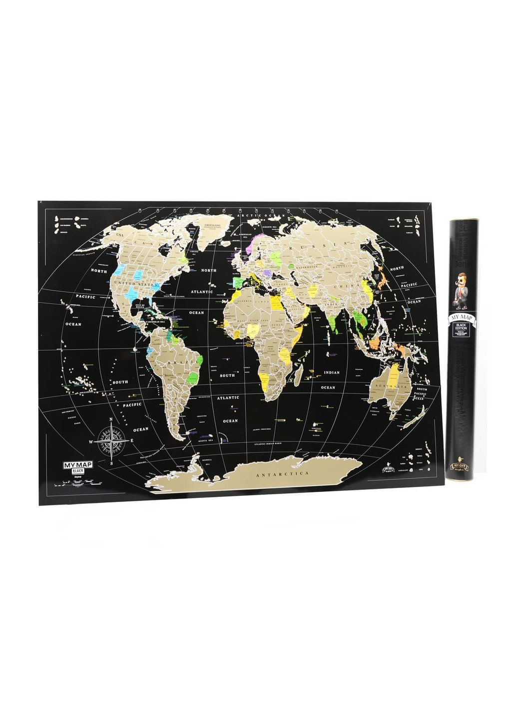 Скретч карта мира My Map Black edition mini в тубусе My Gift (371786342)