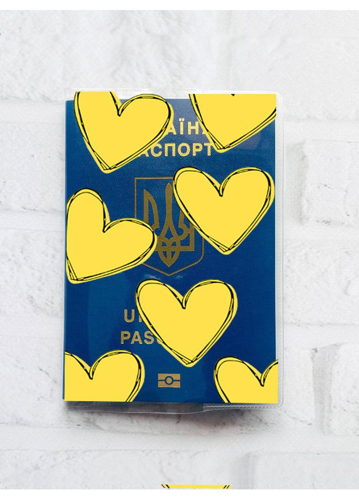 Обкладинка на паспорт книжечку:: Сердечка жовті (патріотичний принт 259) Creative (360657531)