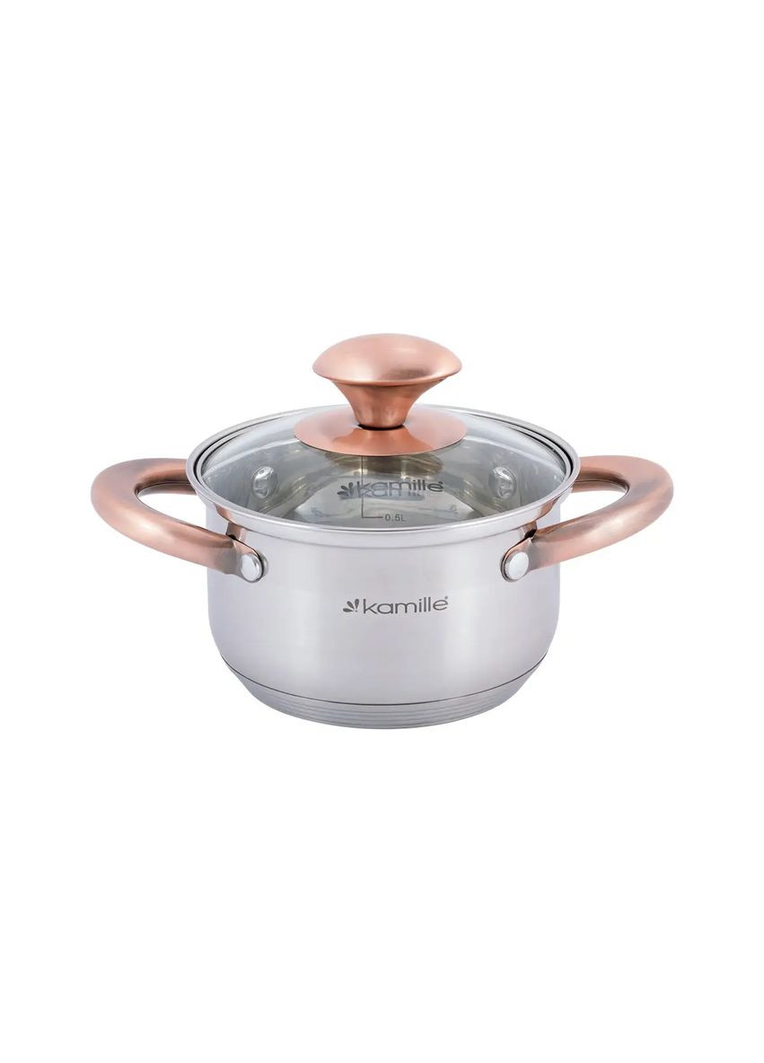 Набор кастрюль из нержавеющей стали 6 предметов для индукции и газа (1.0л, 1.5л, 2.0л) KM- hjk Kamille 4936 (360880118)