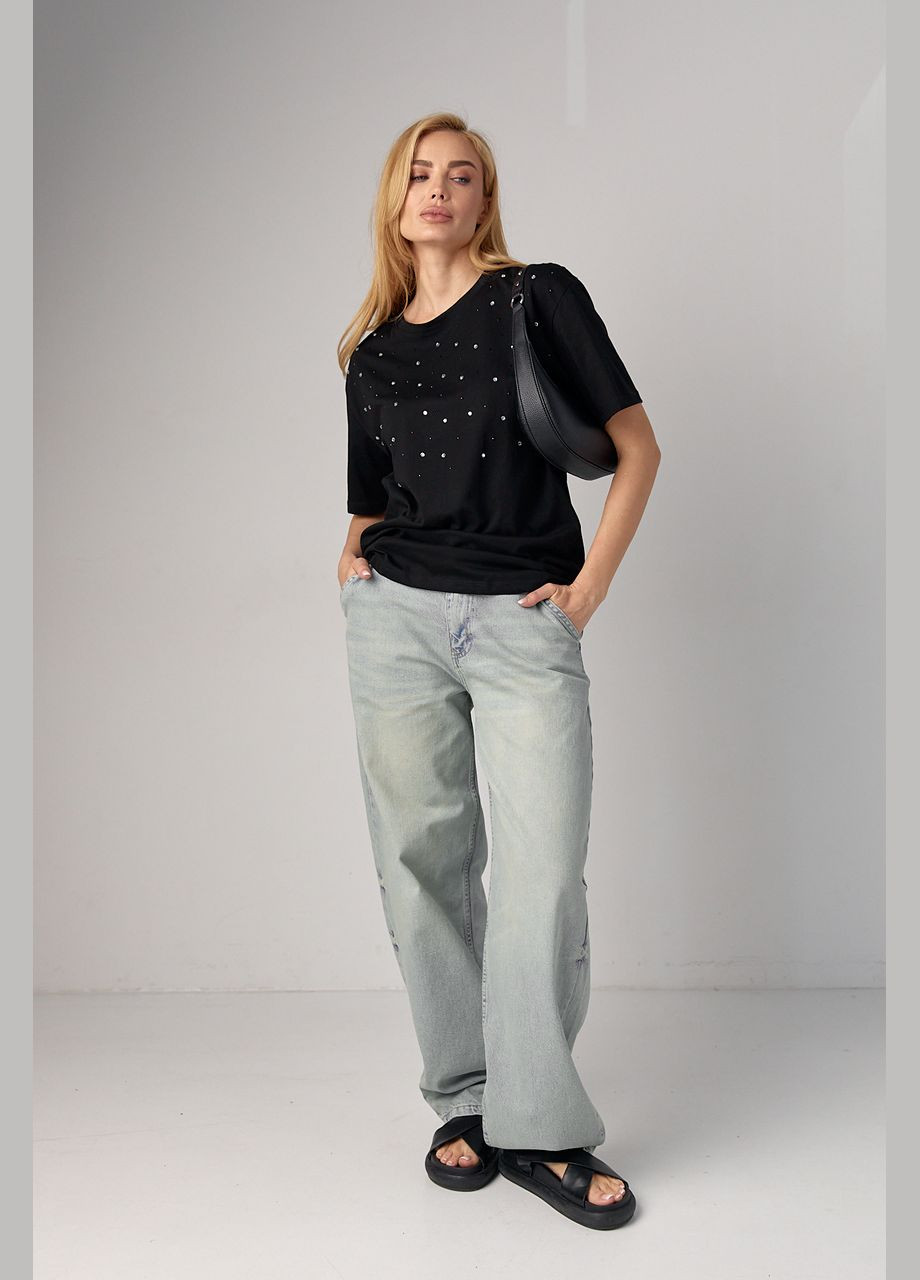 Женская футболка с цветными термостразами Liton - (296988250)