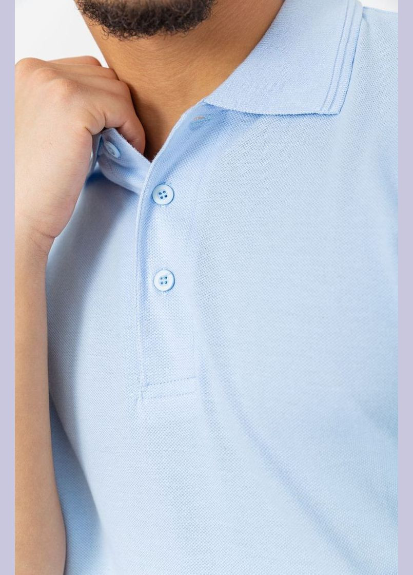 Блакитна поло чоловіче однотонне 244r015 з коротким рукавом Ager