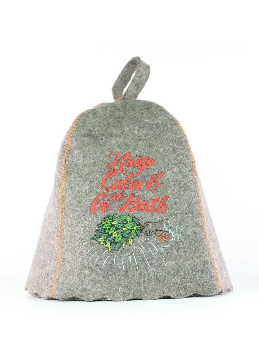 Банная шапка "Keep calm to go bath" натуральный войлок серый (LA-864) Luxyart (307400645)