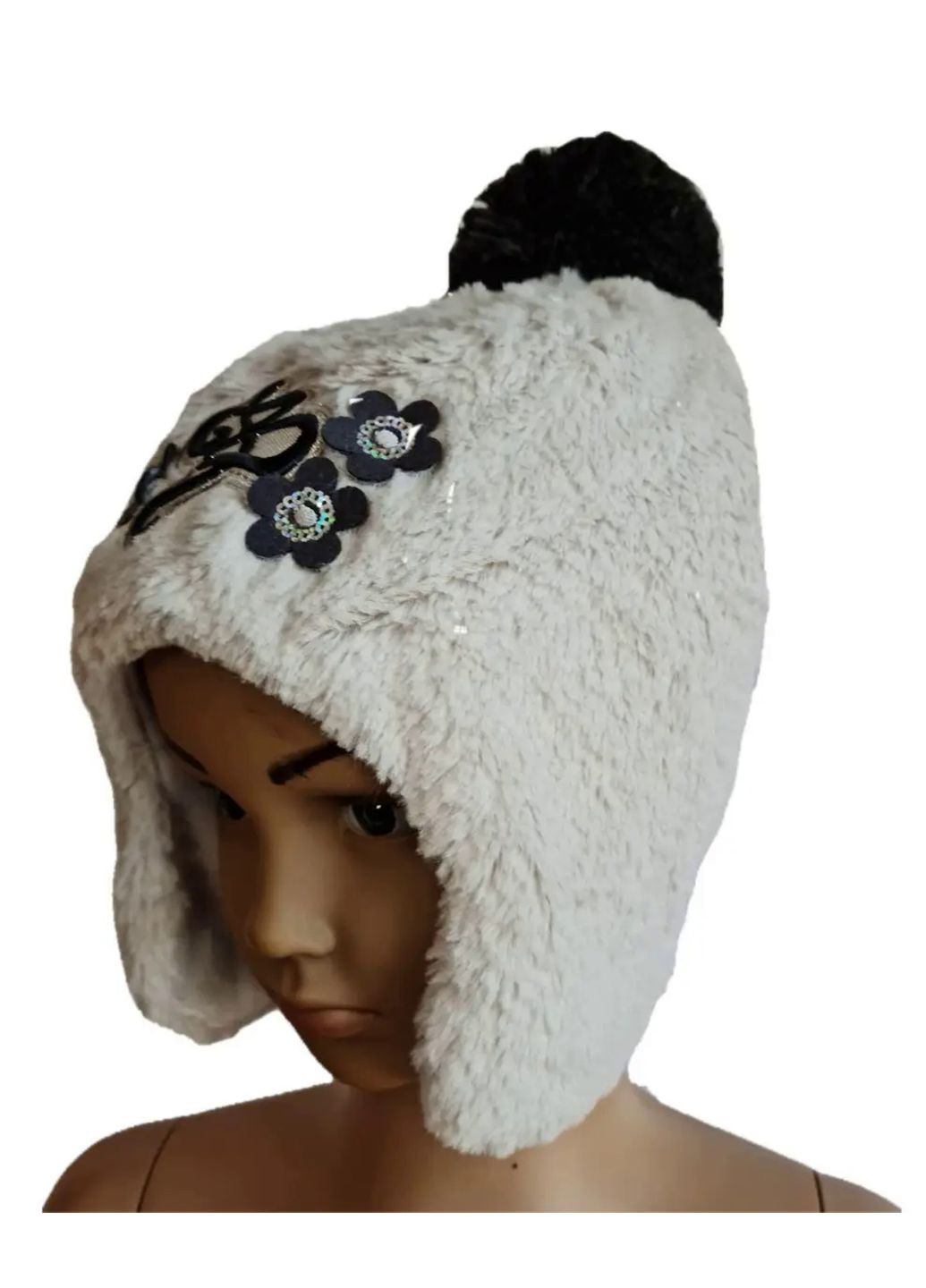 Зимова шапка для дівчинки без зав'язок 27019 сіра Broel (303358487)