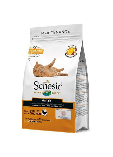 Корм Cat Adult Chicken сухий монопротеїновий з м'ясом курки для дорослих кішок 0,4 кг (8005852760029) Schesir (364789280)