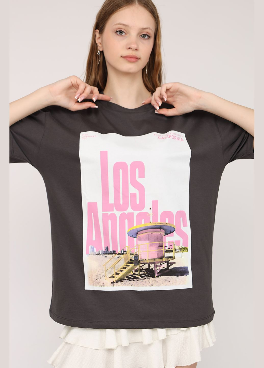 Футболка з коротким рукавом жіноча колір сірий CB-00270557 Yuki - (330222709)