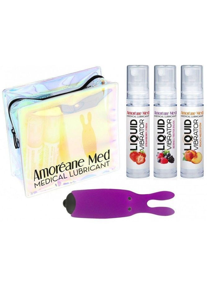 Набір із 3-х смаків лубриканту Amoreane Med (3х10мл) і вібропулі Adrien Lastic Purple SO3834 No Brand (370202951)