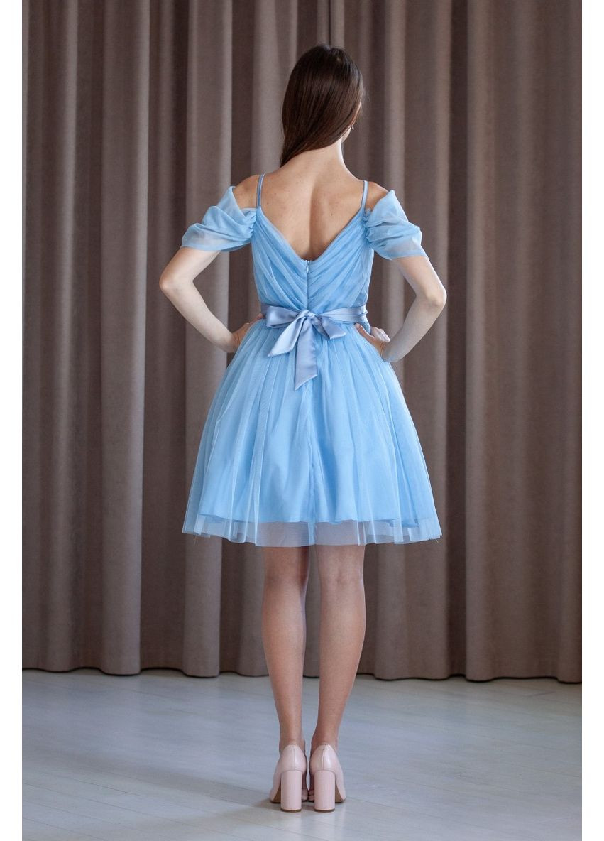 Блакитна вечірня плаття а-силует First Woman однотонна