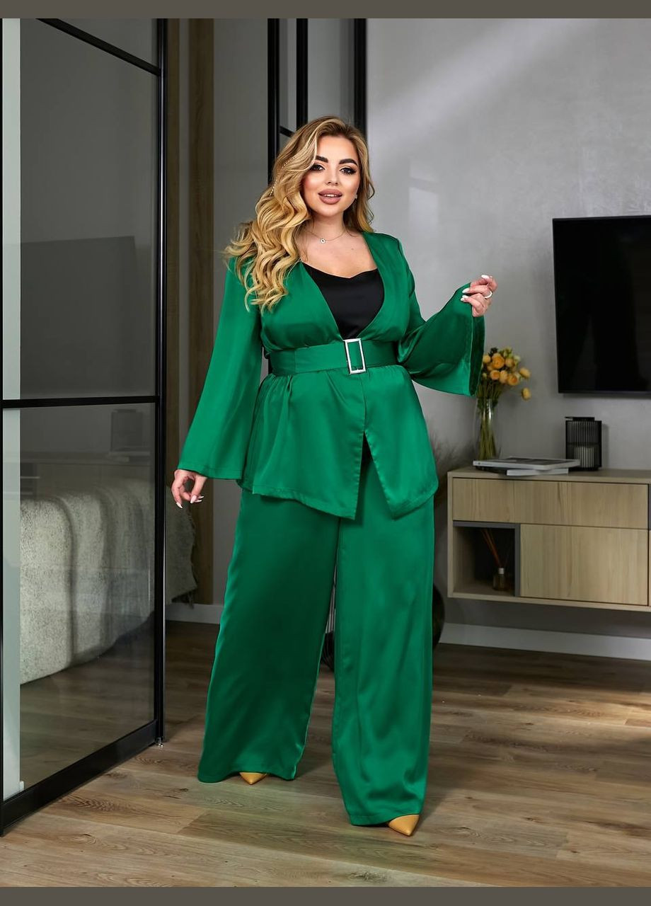 Женский костюм-двойка из шелка цвет зеленый р.46/48 454685 New Trend (290111583)