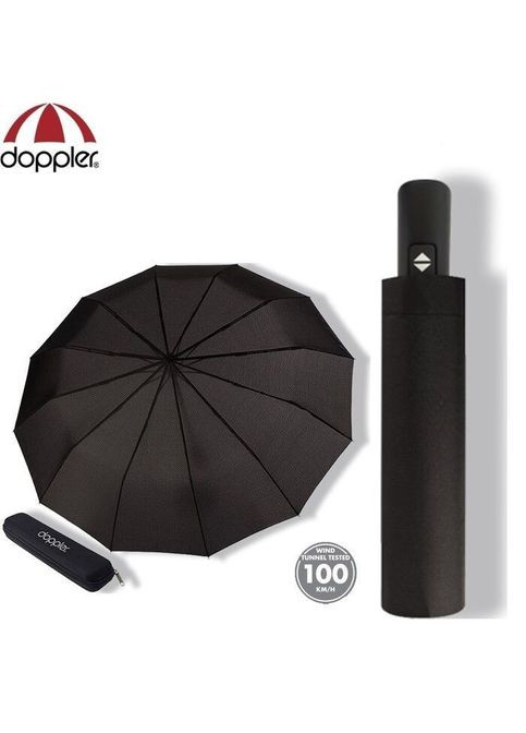 Чорна парасолька у боксі 12 спиць ( повний автомат ) Doppler середня система антивітер, система антішторм (298876178)