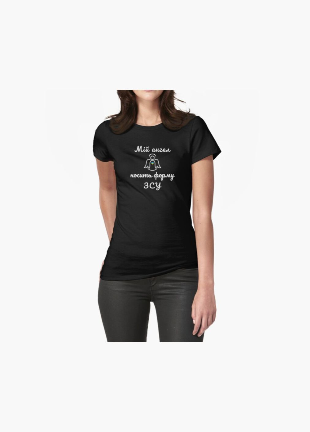 Жіноча Патріотична футболка з принтом Мій ангел носить форму ЗСУ Stedman - (319689183)