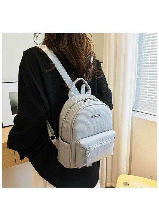 Жіночий рюкзак сірий декорований полосками КиП (312475734)