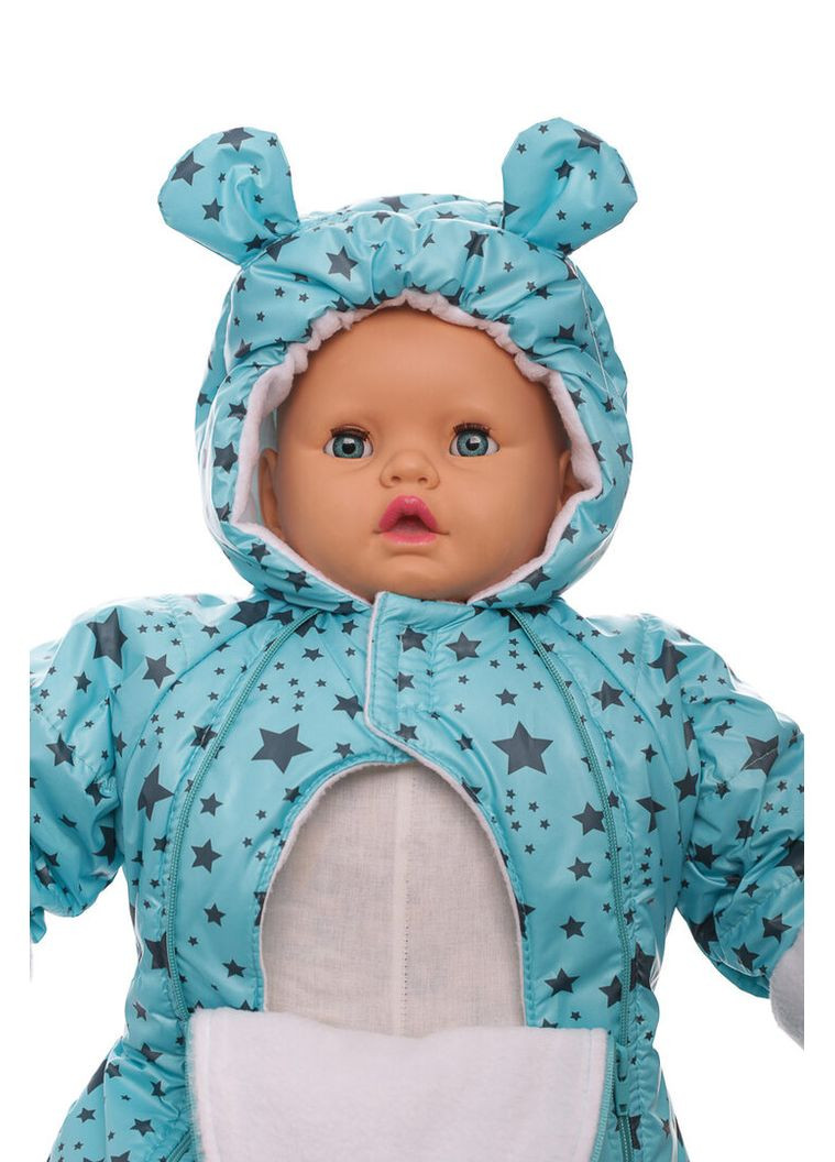 Человечек на флисе звездочка с принтом звезд мятный 74 см (45118) BABYKROHA (315340838)