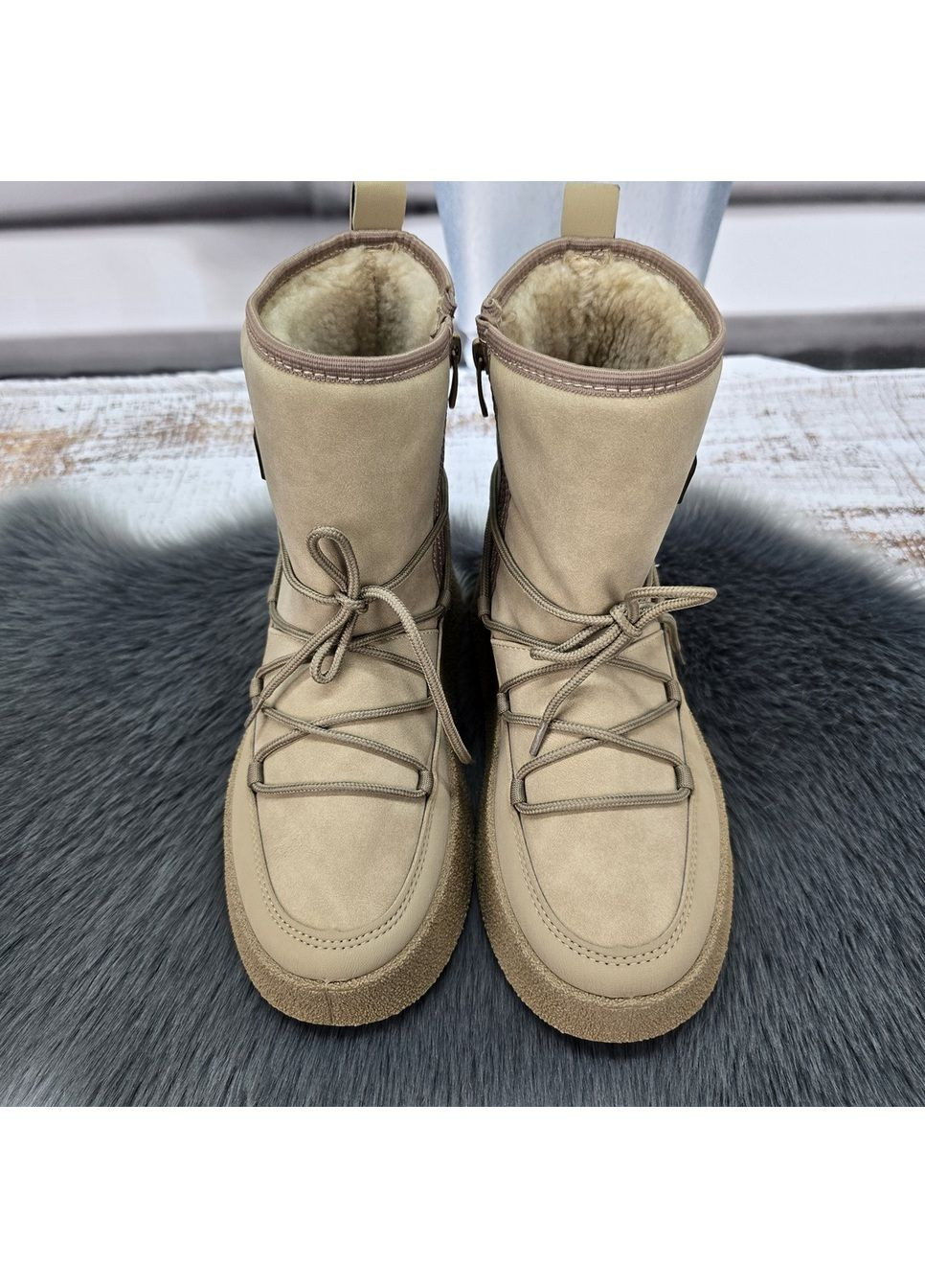 Зимние сапоги угги черные женские зимние утепленные на молнии Paolla