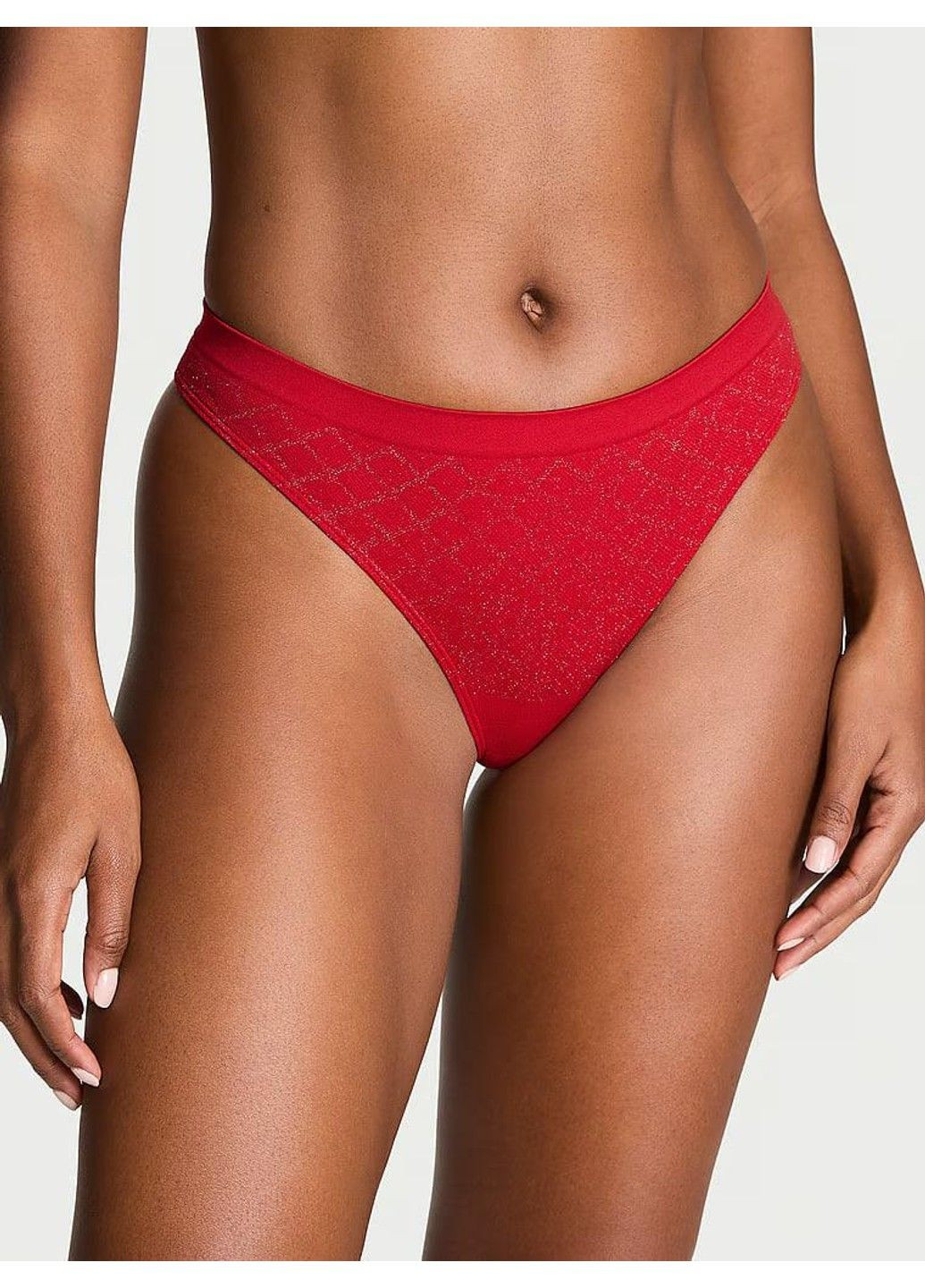 Трусики-стринги женские Seamless Thong Panty красные L Victoria's Secret (316659291)