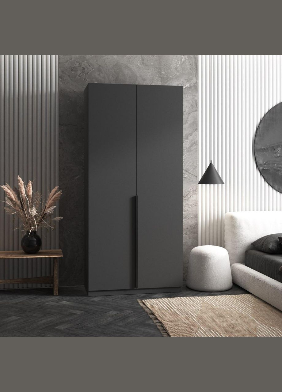 Шкаф для одежды на 2 двери с полками, с черными ручками M-26 VAYS (372655816)