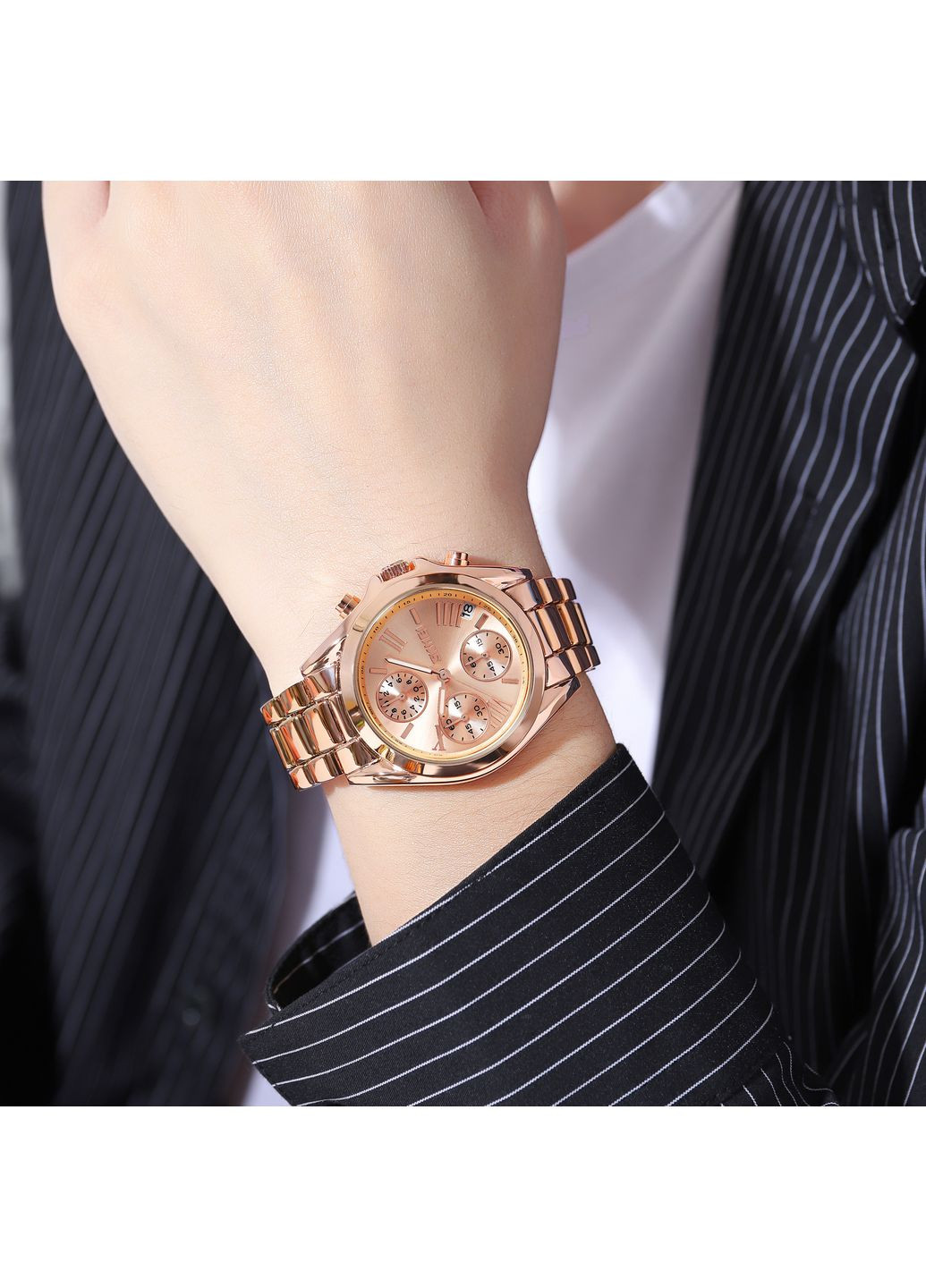 Годинники Rose Gold жіночі кварцові з календарем та хронографом водонепроникні до 30 м ProDobro (367264289)