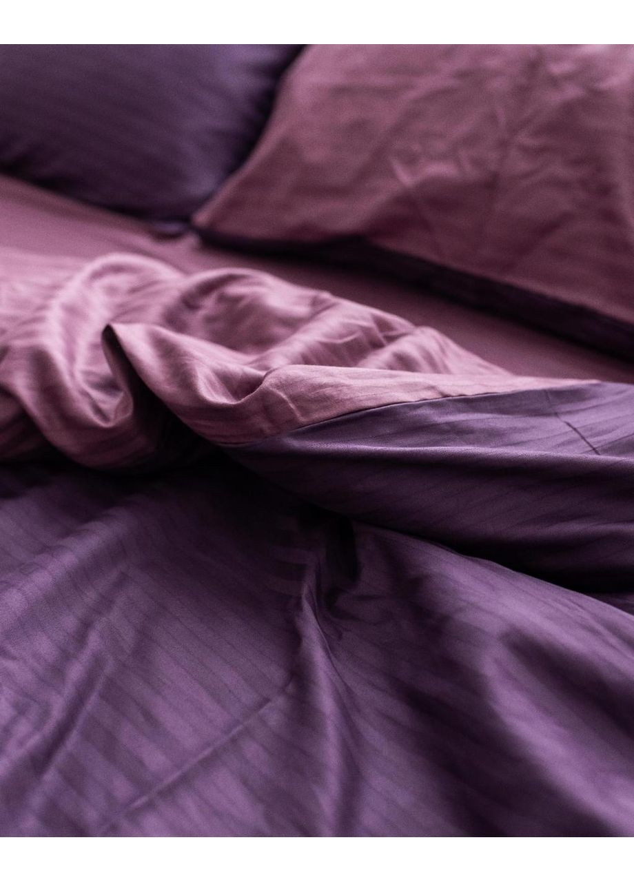 Постельное белье Слива + фиолетовая страйп сатин PREMIUM Семейный размер, наволочки 70/70 No Brand (363191420)