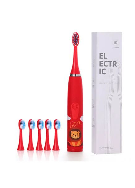 Зубна щітка дитяча електрична з таймером та 6 насадок. Червона No Brand (329187328)