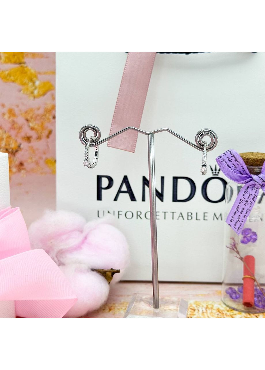 Серебряные серьги с бриллиантами "Блестящие хупы" 299406C01 Kabluchka (355345765)