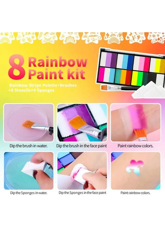 Аквагрим неоновий Face Body Paint набір 24 кольори й 1 пензель No Brand (394244546)