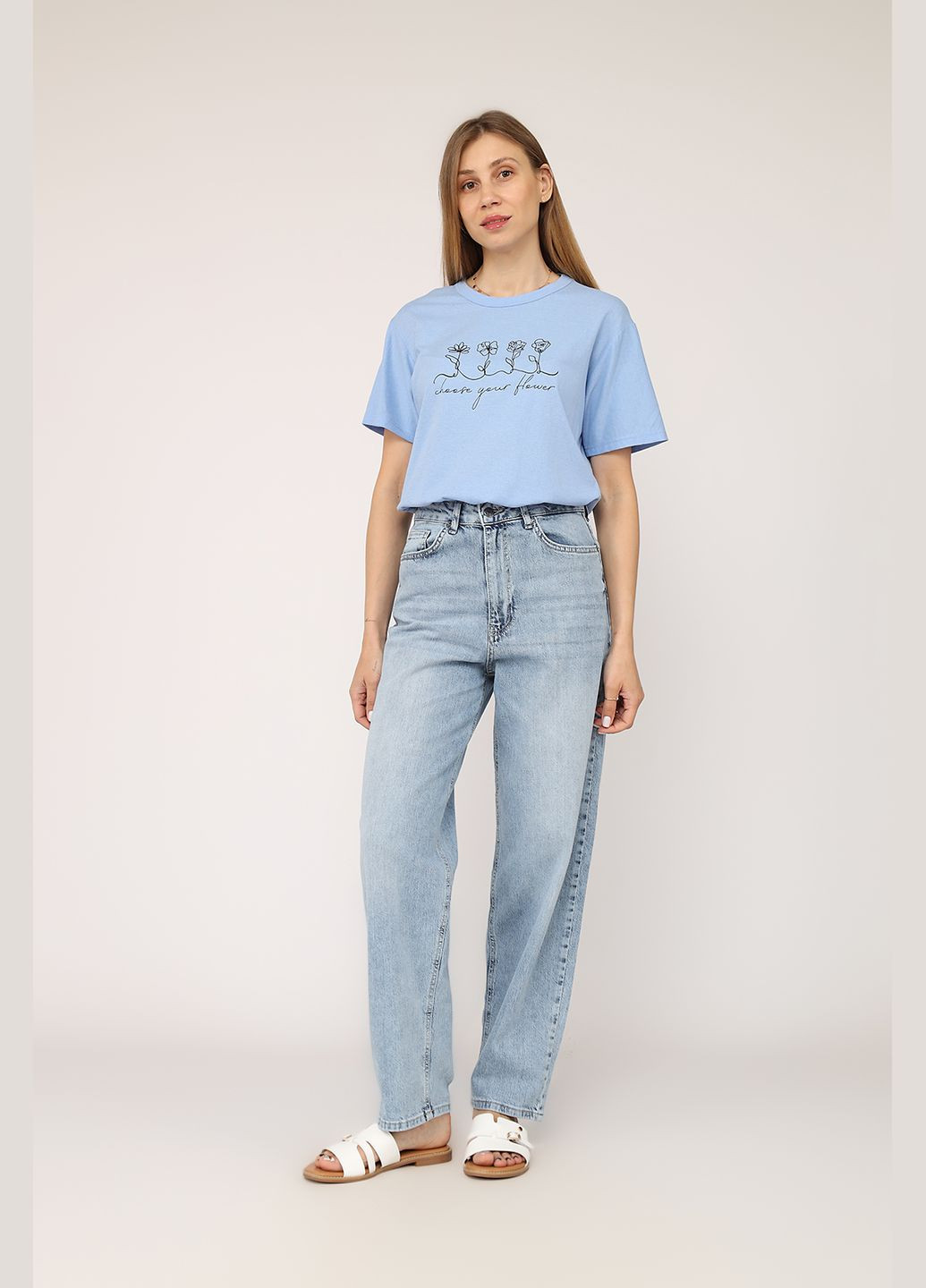 Футболка с коротким рукавом женская цвет голубой CB-00272845 Yuki - (333801877)