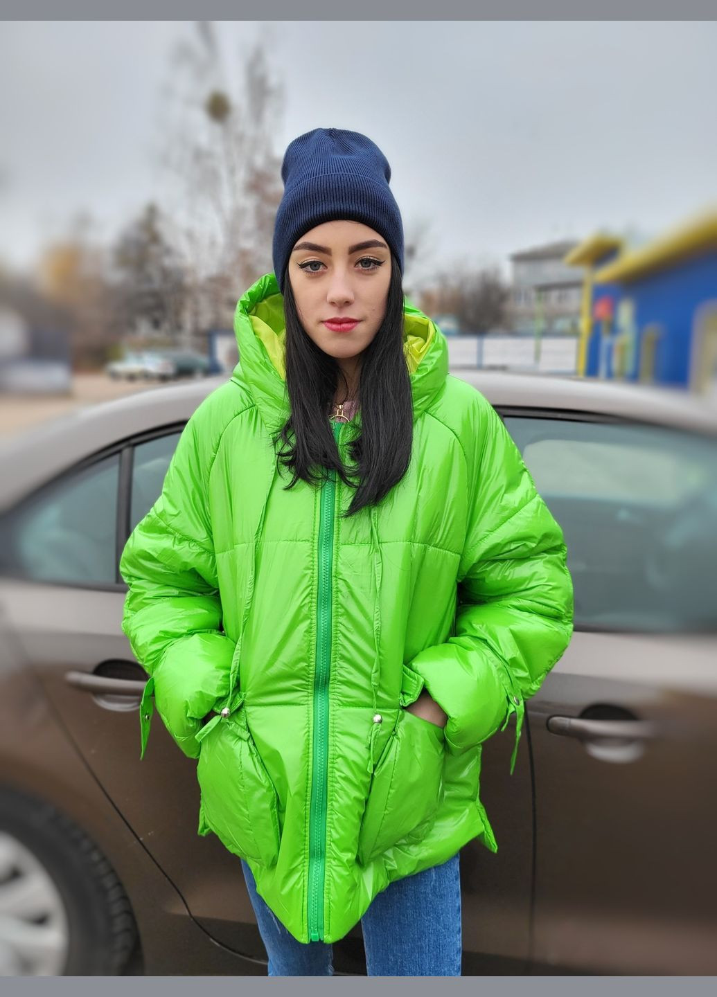 Салатовая куртка женская евро зима No Brand