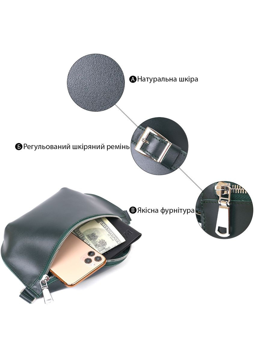 Женская сумка на пояс кожаная с регулируемым ремнем зеленая (sku_16390) No Brand (329853343)