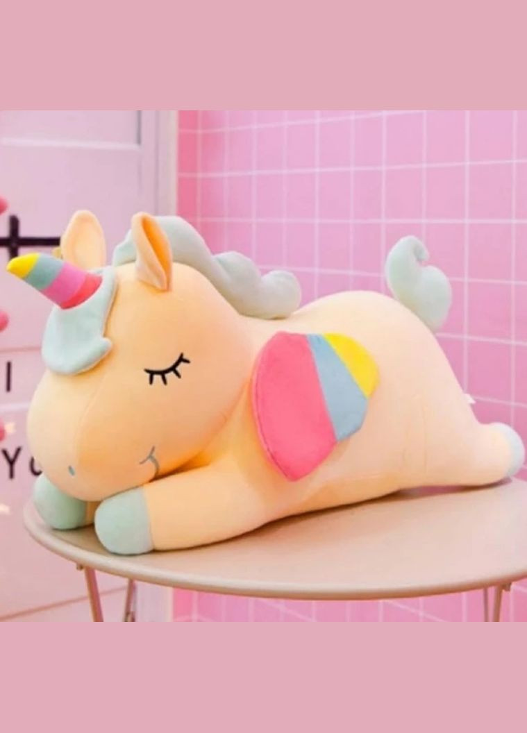 Мягкая детская антиалергенная игрушка Единорог для сна 80 см желтый (2070405680) No Brand (336890117)