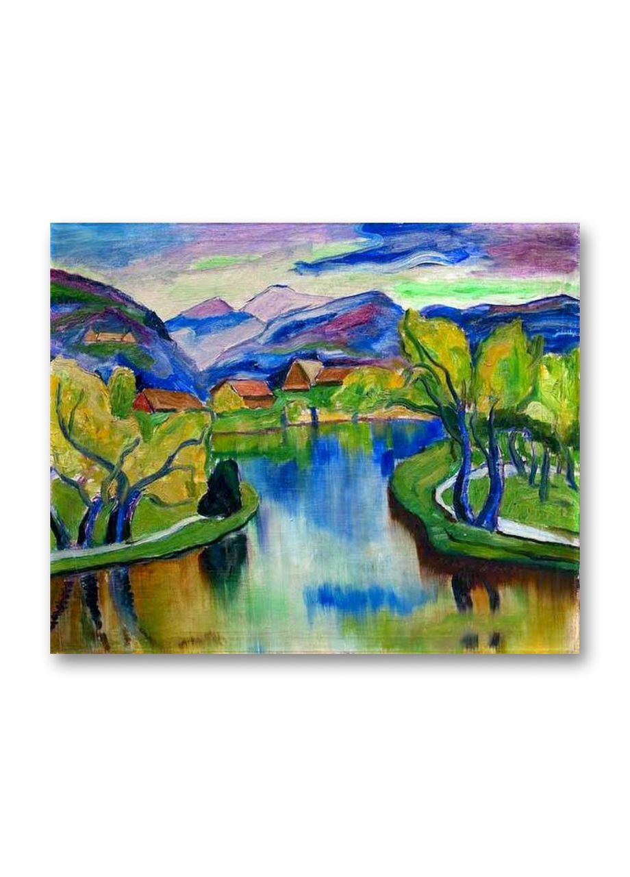 Печать на холсте Пейзаж с рекой Альдаберт Эрдели 50x50 No Brand (346494651)