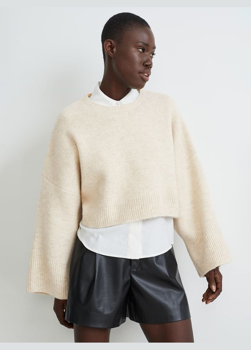 Бежевый демисезонный свитер оверсайз с шерстью C&A