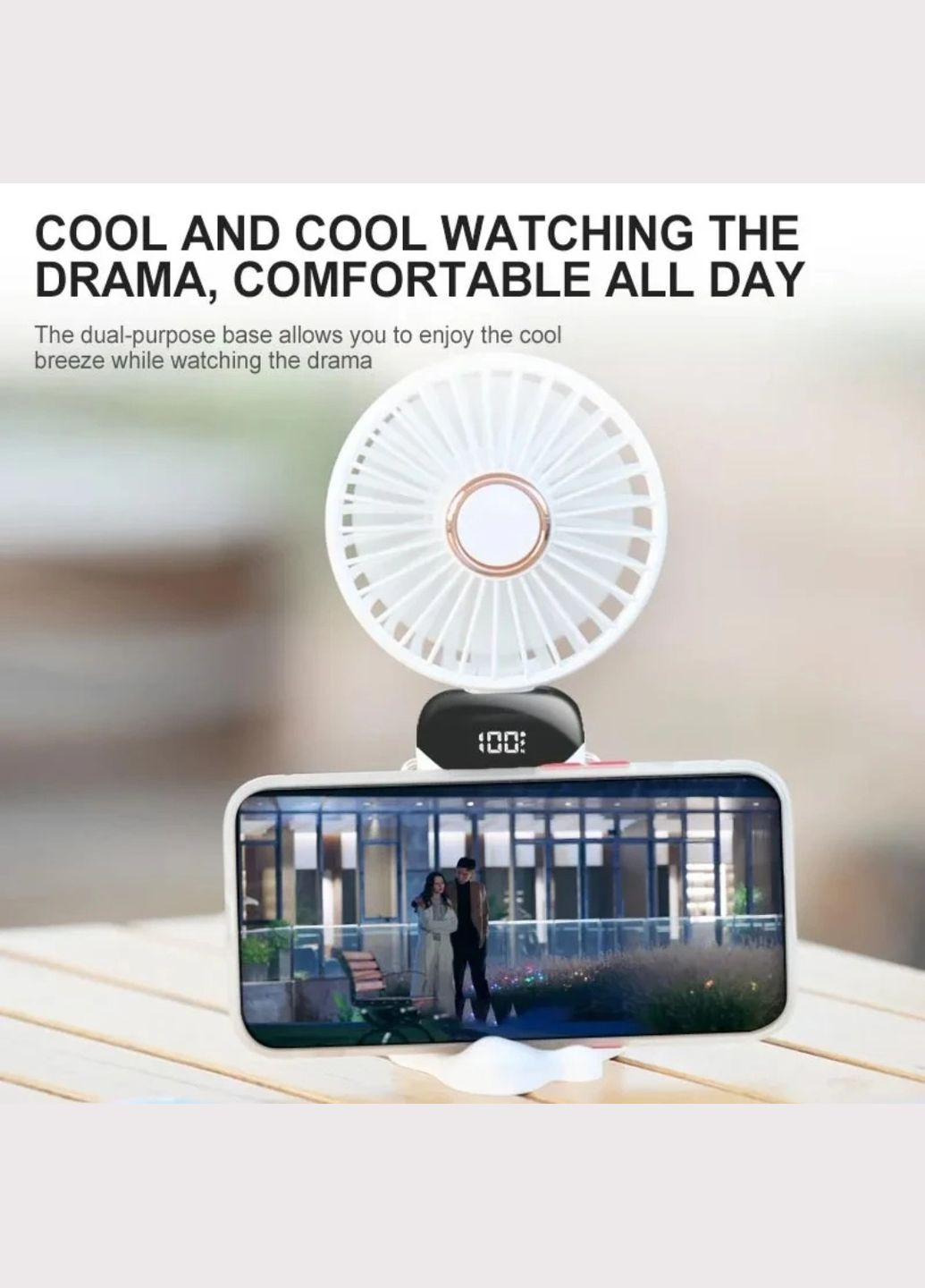 Вентилятор ручной с аккумулятором micro USB белый No Brand (303932716)