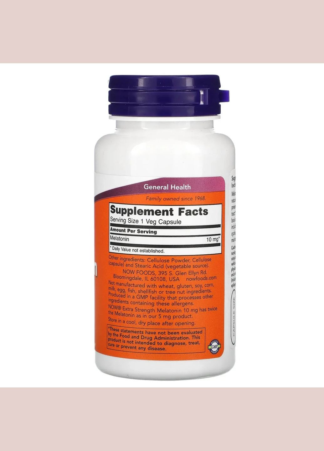 Мелатонін (Melatonin Extra Strength) 10 мг 100 вегетаріанських капсул Now Foods (361115911)