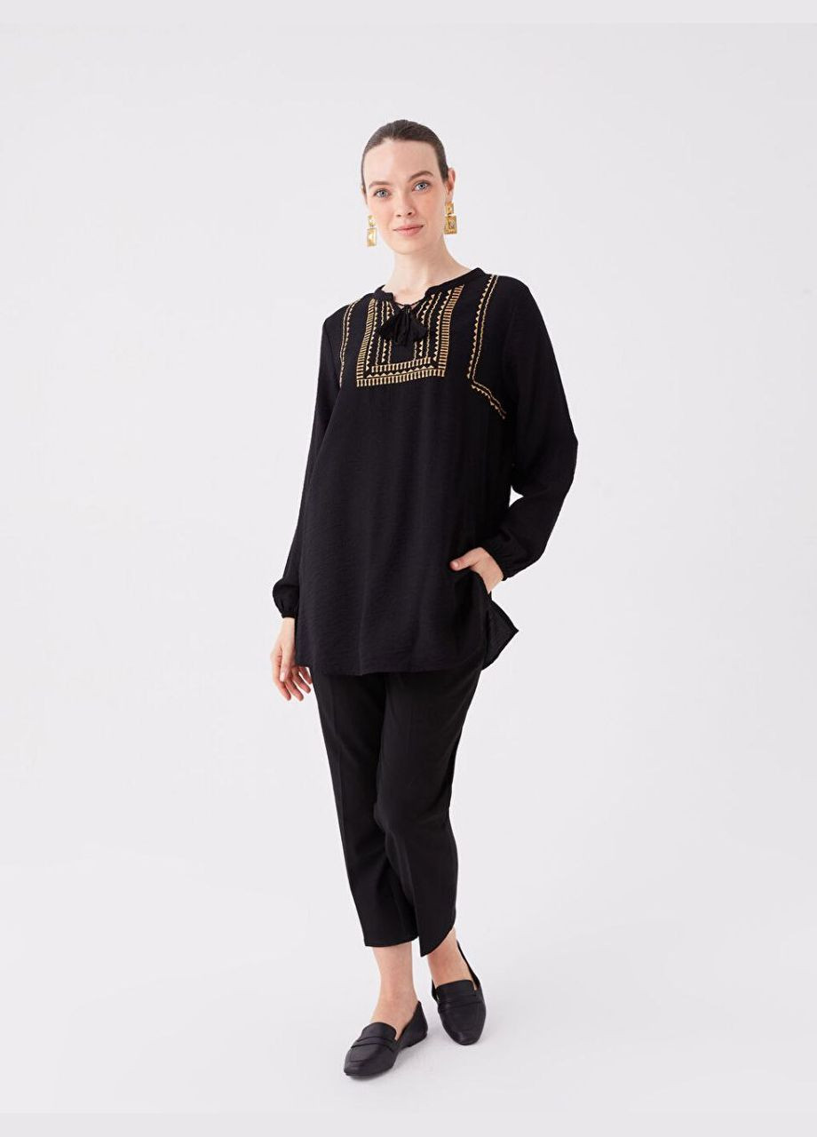 Чёрная вышиванка женская рубашка с золотом вышивка на груди You Best (328561055)