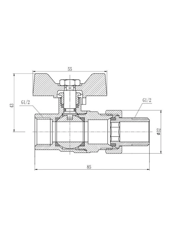 Кран кульовий "Американка" Forte 1/2" прямий SF220W15 Thermo Alliance (397570806)