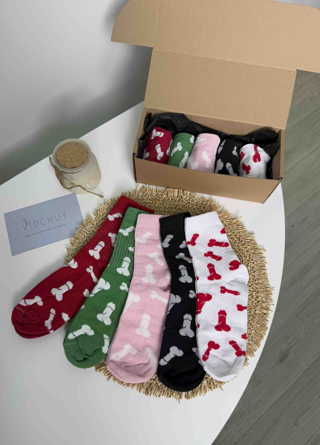 Білі бавовняні шкарпетики "перці" VIDCHUY малюнки (316157475)