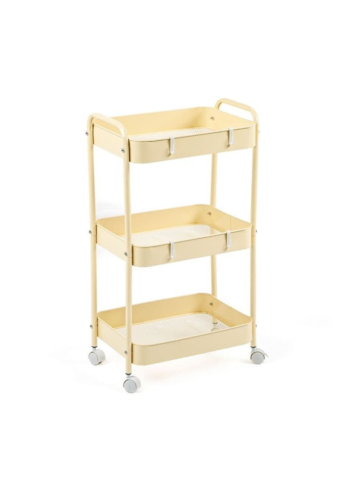 Етажерка мобільна триярусна универсальная з металу кремова 45*30*78см SW-00002113 SW-00002113 Sticker Wall (317253627)