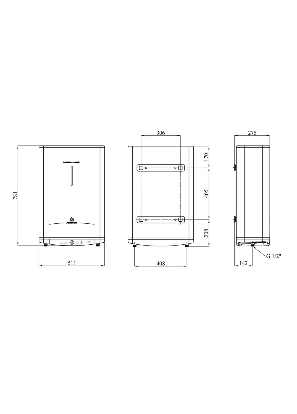 Водонагреватель Velis Tech 50 EU с мокрым ТЭНом 3100917 ARISTON (336939143)