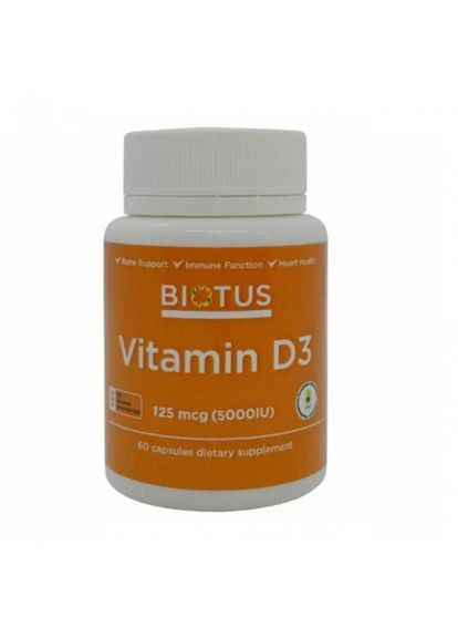 Вітамін Д3, Vitamin D3,, 5000 МЕ, 60 капсул (BIO530111) Biotus (266039110)