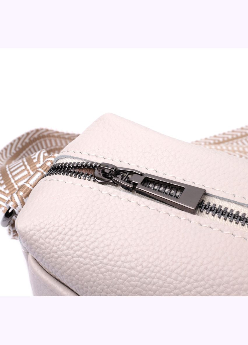 Женская кроссбоди на одно отделение из натуральной кожи белая 22602 Vintage (329197737)