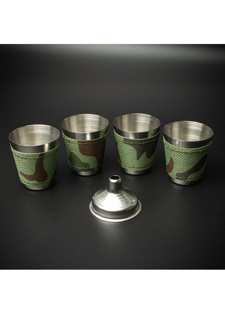 Подарочный набор Фляга камуфляж и четыре рюмки и воронка No Brand (365820394)