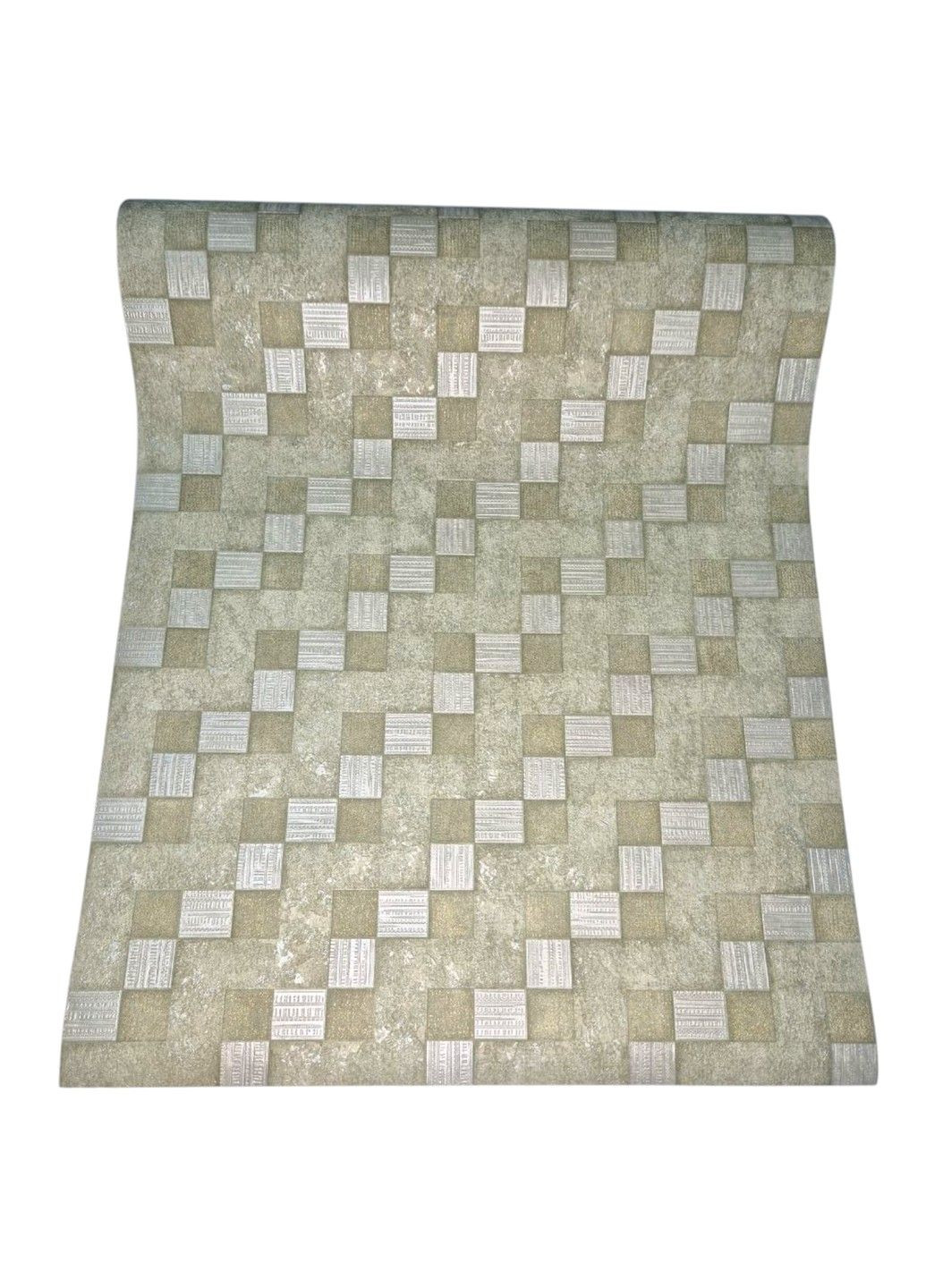 Шпалери вінілові 10 × 0.53 м Слов’янські шпалери 5806-04, зелені,геометрія,для вітальні, спальні,коридору, кухні Слов'янські шпалери (340275363)